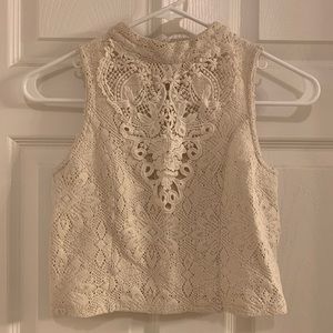 Free People high neck lace crop top